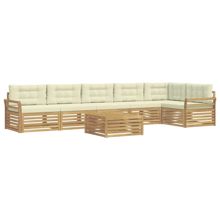 Ensemble de canapés d'extérieur 7 pc Blanc et crème Polyester - 2