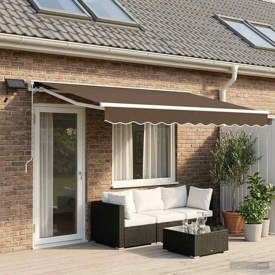 Cadre de store manuel avec LEDs Taupe 4 x 2 m - 3