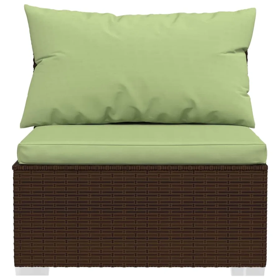 Salon de jardin 8 pcs avec coussins résine tressée marron - 4