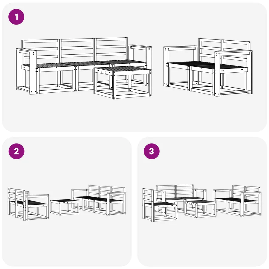 Ensemble de canapés d'extérieur 6 pcs Blanc 59 x 59 x 37 cm - 7