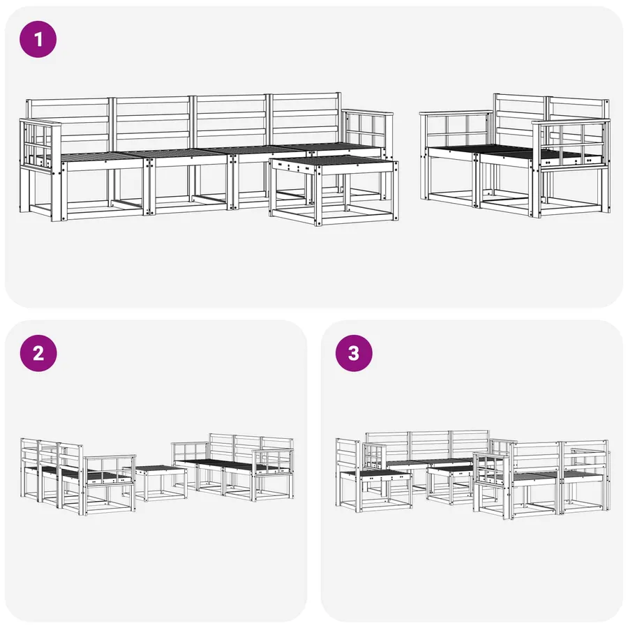 Ensemble de canapés d'extérieur 7 pcs Blanc 59 x 59 x 37 cm - 7