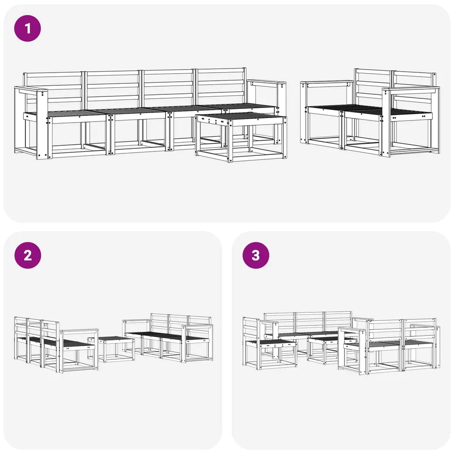 Ensemble de canapés d'extérieur 7 pcs Blanc 59 x 59 x 37 cm - 7
