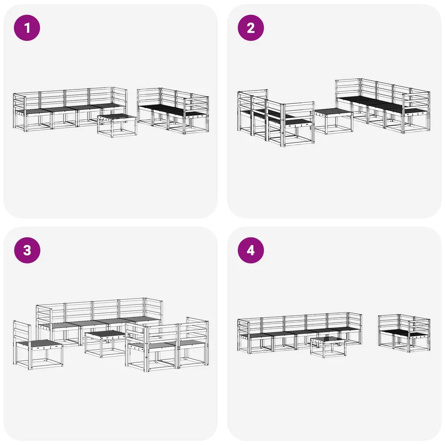 Ensemble de canapés d'extérieur 8 pcs Blanc 59 x 59 x 37 cm - 7