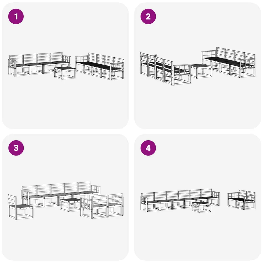 Ensemble de canapés d'extérieur 9 pcs Blanc 59 x 59 x 37 cm - 7
