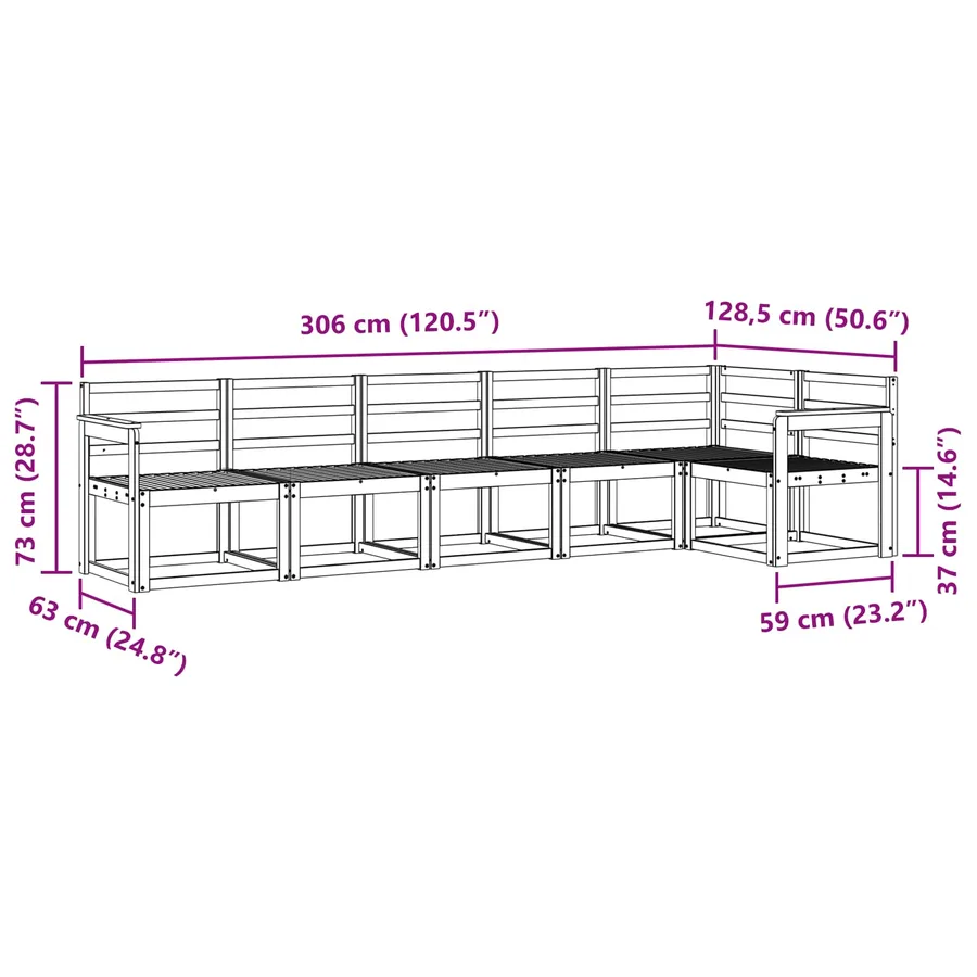 Ensemble de canapés d'extérieur 6 pcs Blanc - 7