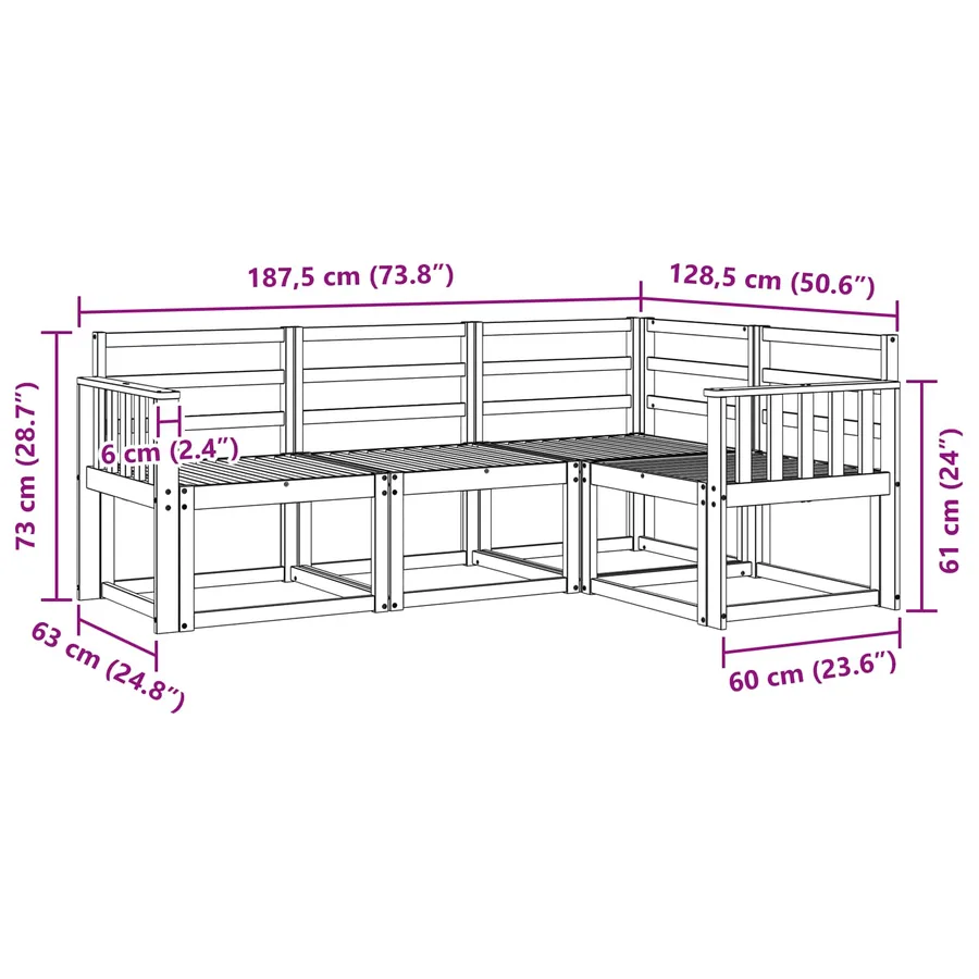 Ensemble de canapés d'extérieur 4 pcs Blanc - 6
