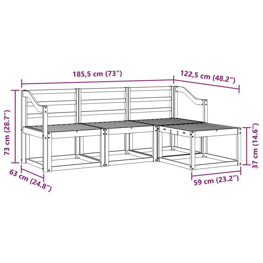 Ensemble de canapés d'extérieur 4 pcs Blanc - 7