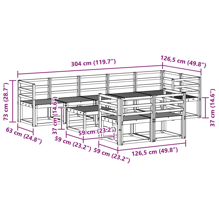 Ensemble de canapés d'extérieur 9 pcs Blanc - 9