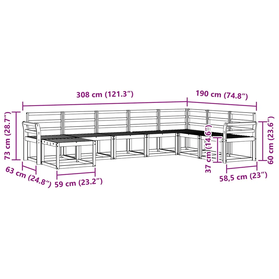 Ensemble de canapés d'extérieur 8 pcs Blanc - 8