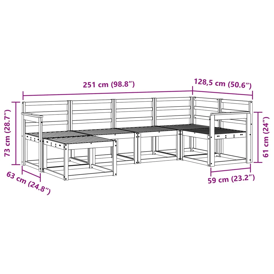 Ensemble de canapés d'extérieur 6 pcs Blanc - 8