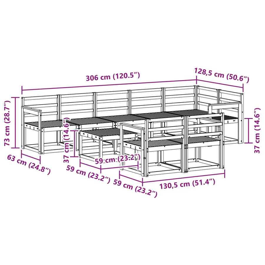 Ensemble de canapés d'extérieur 9 pcs Blanc - 9