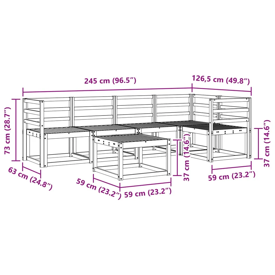 Ensemble de canapés d'extérieur 6 pcs Blanc - 9