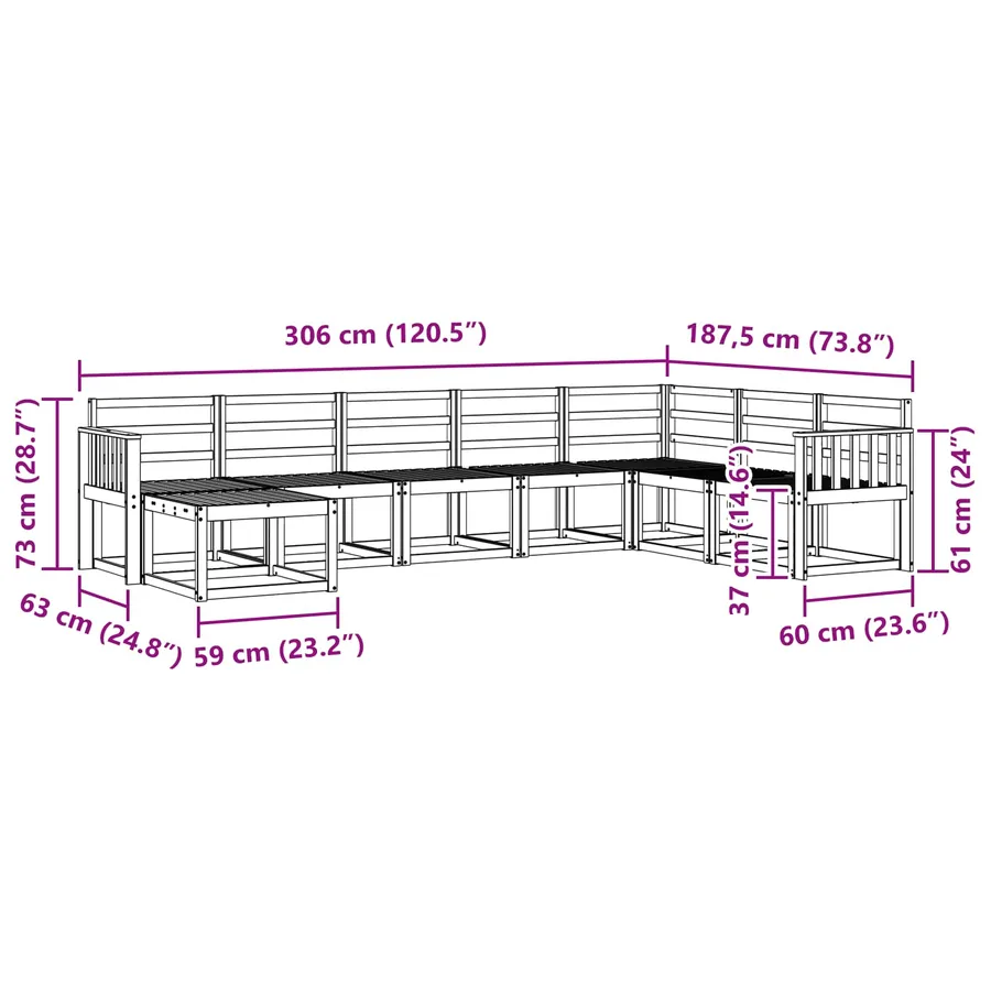 Ensemble de canapés d'extérieur 8 pcs Blanc - 8