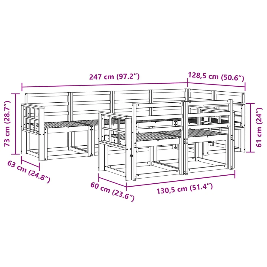 Ensemble de canapés d'extérieur 7 pcs Blanc - 6