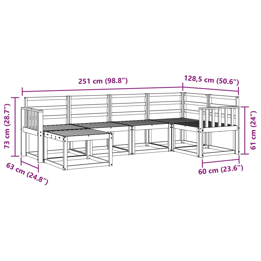 Ensemble de canapés d'extérieur 6 pcs Blanc - 8