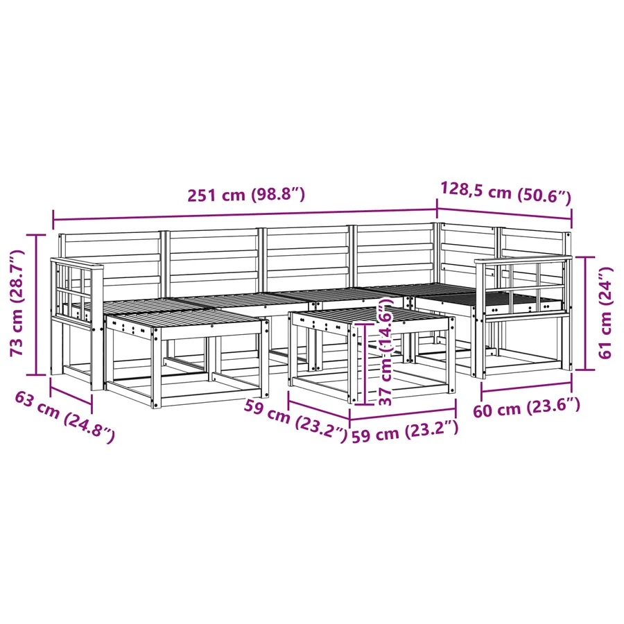 Ensemble de canapés d'extérieur 7 pcs Blanc - 9