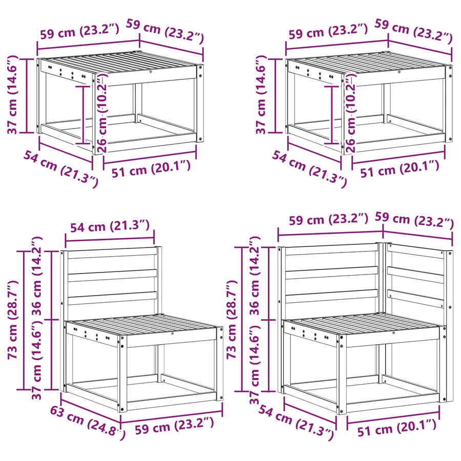 Ensemble de canapés d'extérieur 8 pcs Blanc - 11