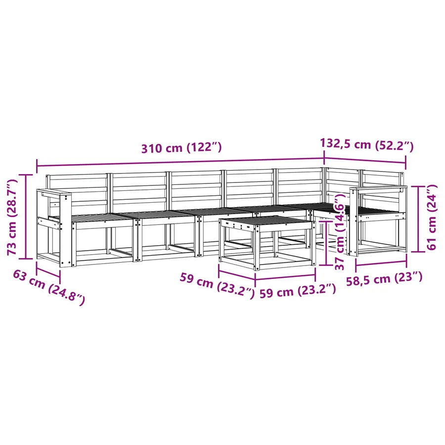 Ensemble de canapés d'extérieur 7 pcs Blanc - 9