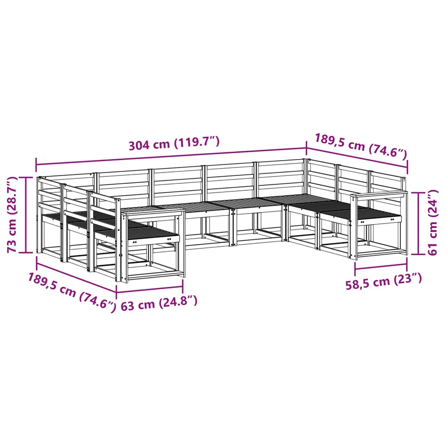 Ensemble de canapés d'extérieur 9 pcs Blanc - 7