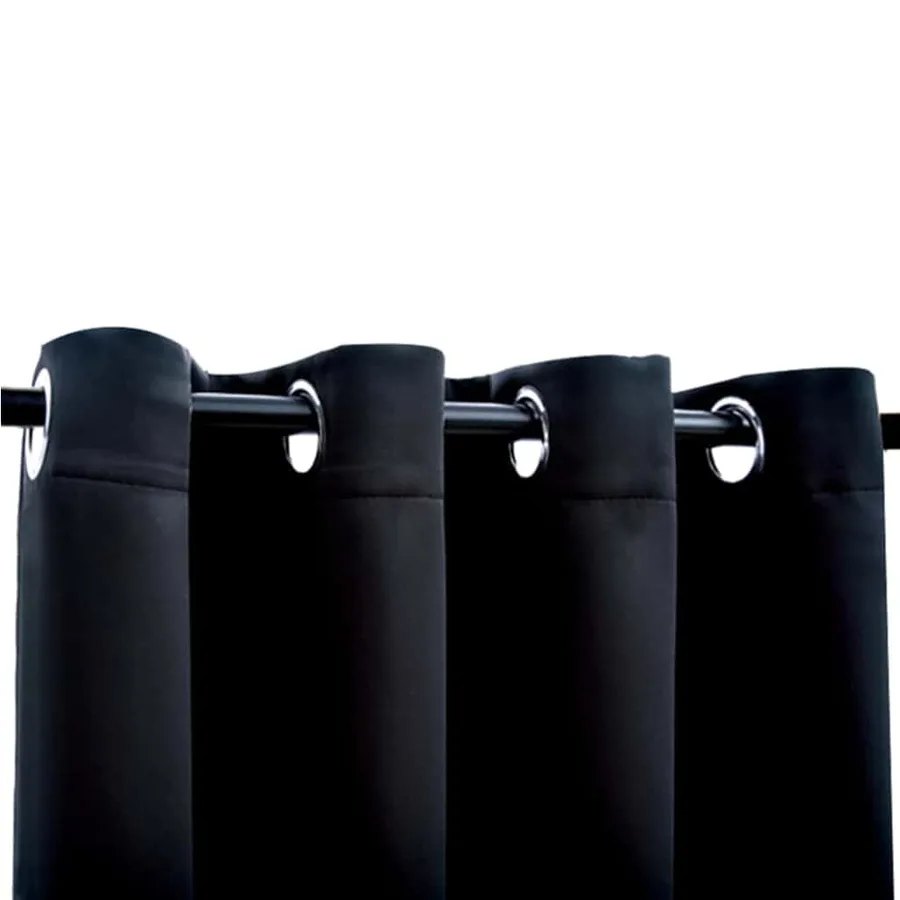 Rideaux occultants avec anneaux en métal 2 pcs Noir 140x175 cm - 4