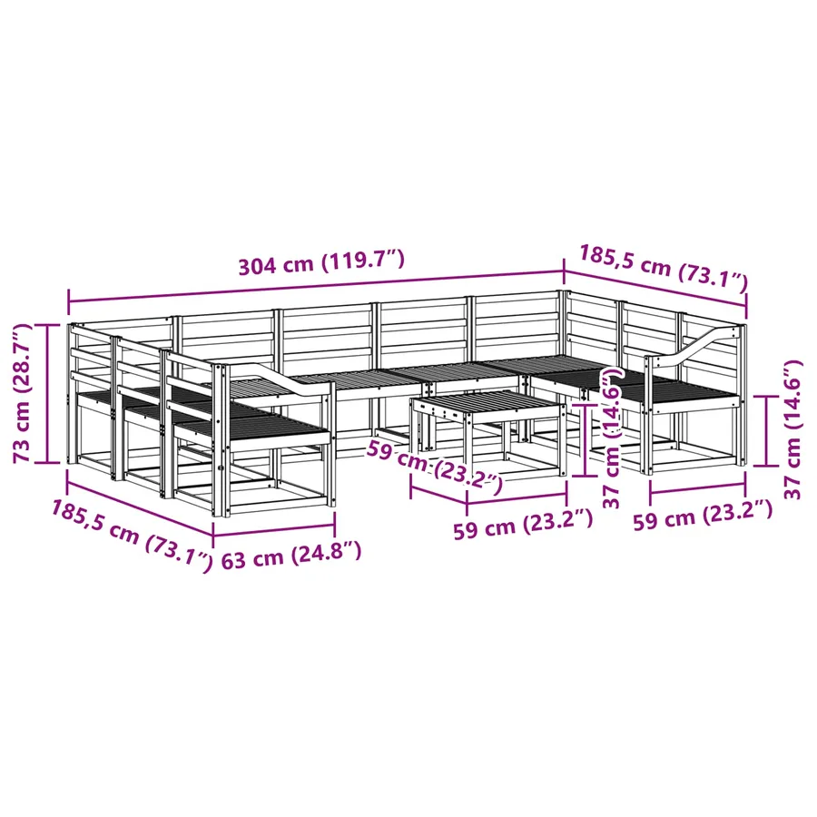 Ensemble de canapés d'extérieur 10 pcs Blanc - 9