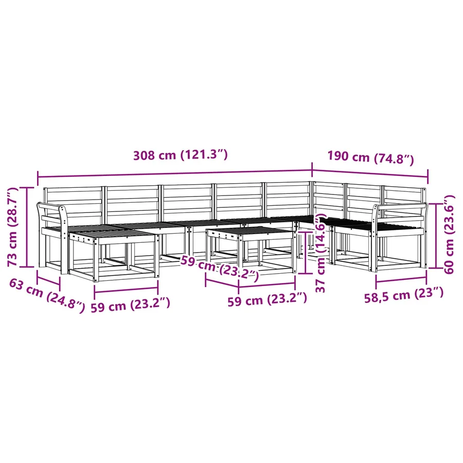 Ensemble de canapés d'extérieur 9 pcs Blanc - 9