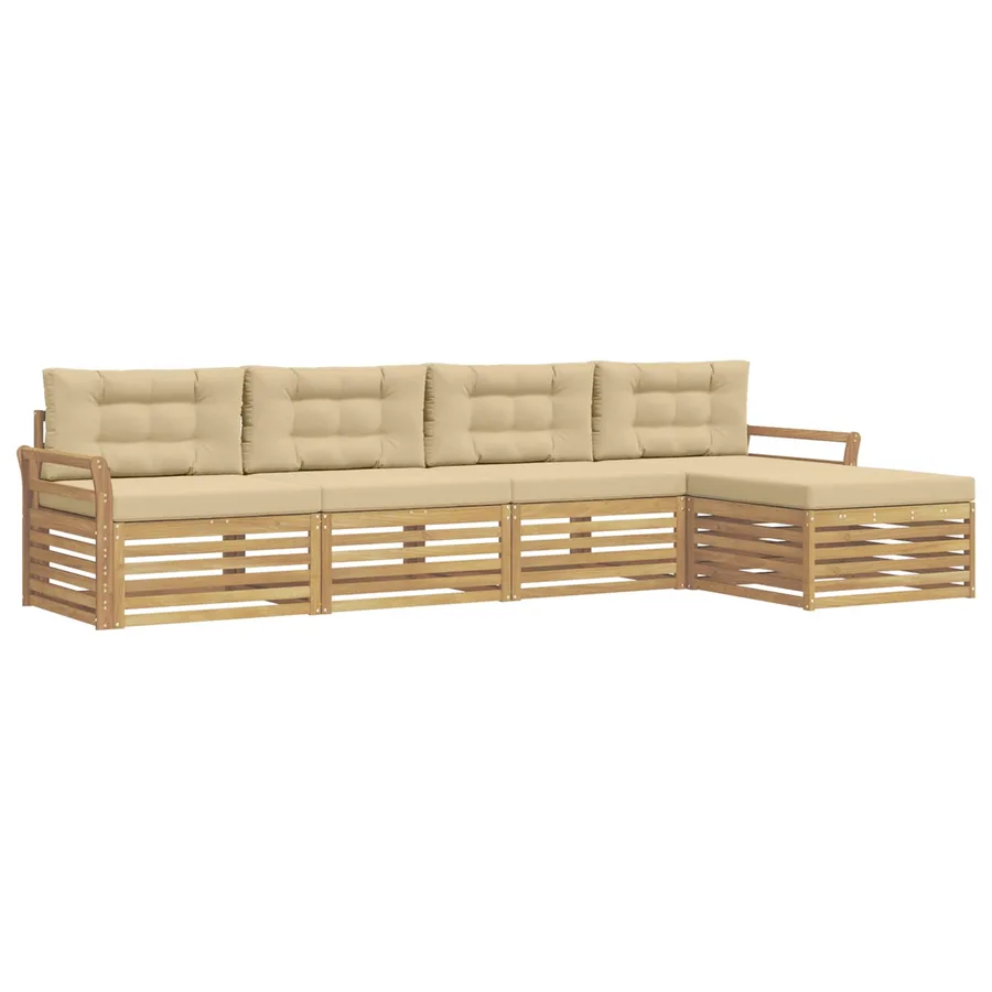 Ensemble de canapés d'extérieur 5 pc Blanc et Beige - 2