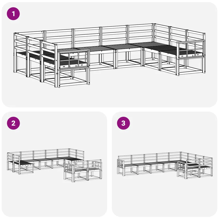 Ensemble de canapés d'extérieur 9 pcs Blanc - 6
