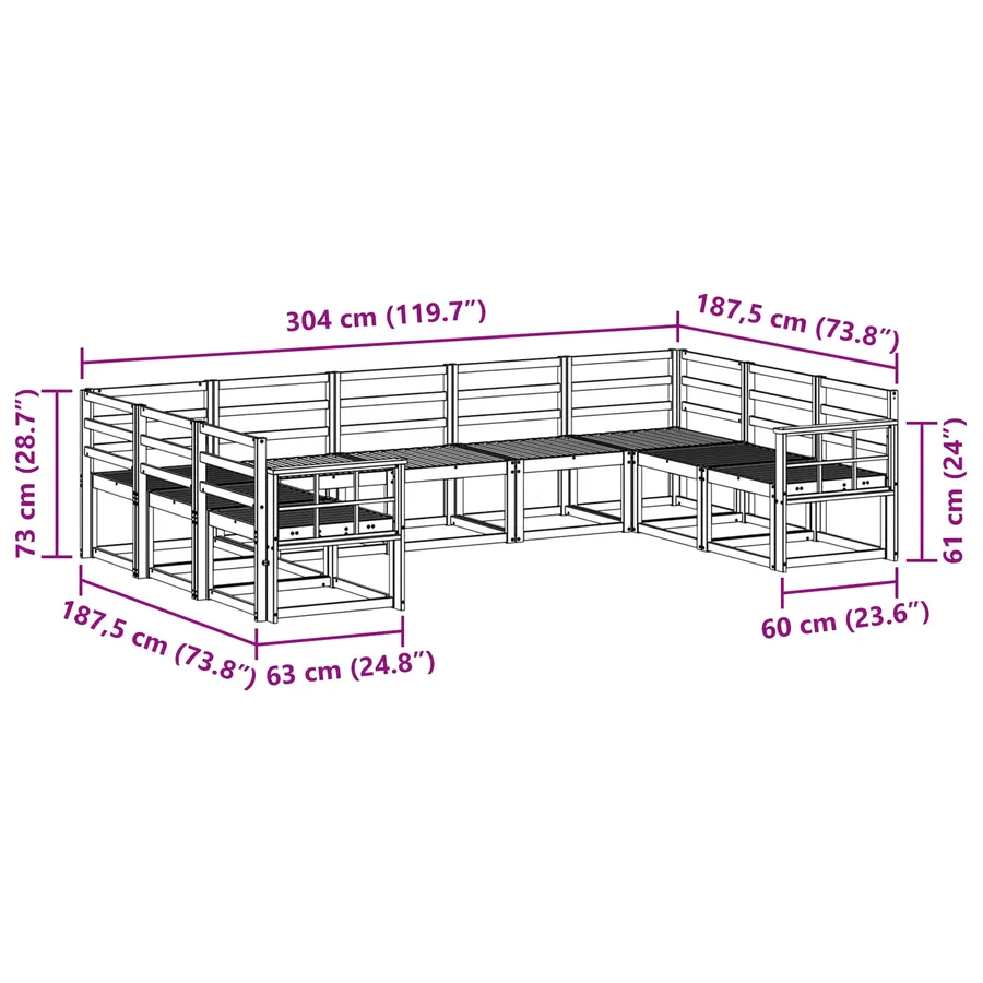 Ensemble de canapés d'extérieur 9 pcs Blanc - 7