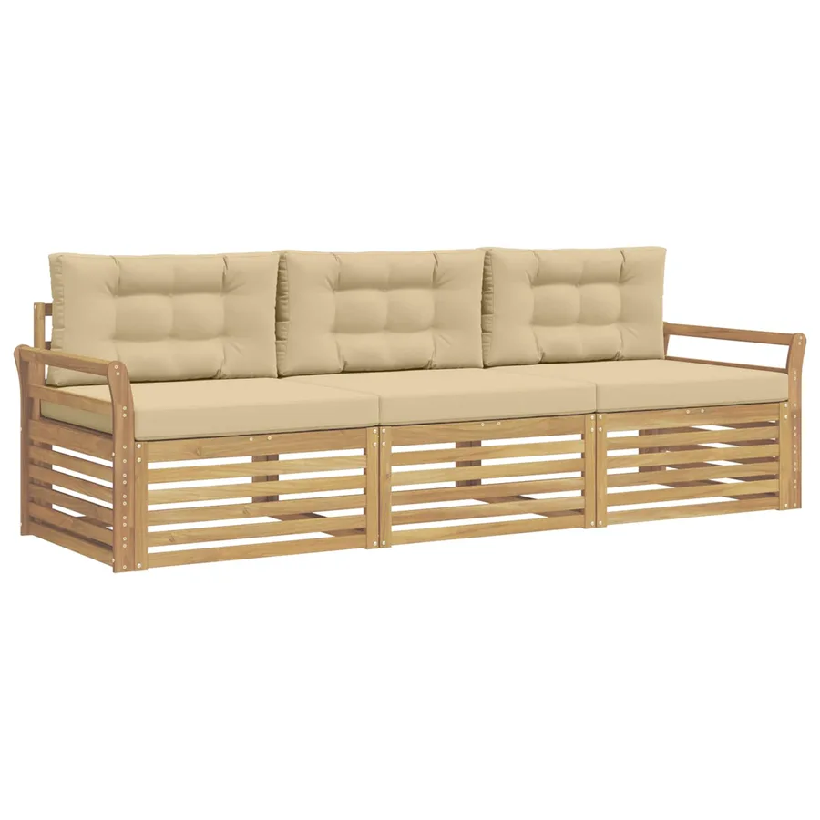 Ensemble de canapés d'extérieur 3 pc Blanc et Beige - 2