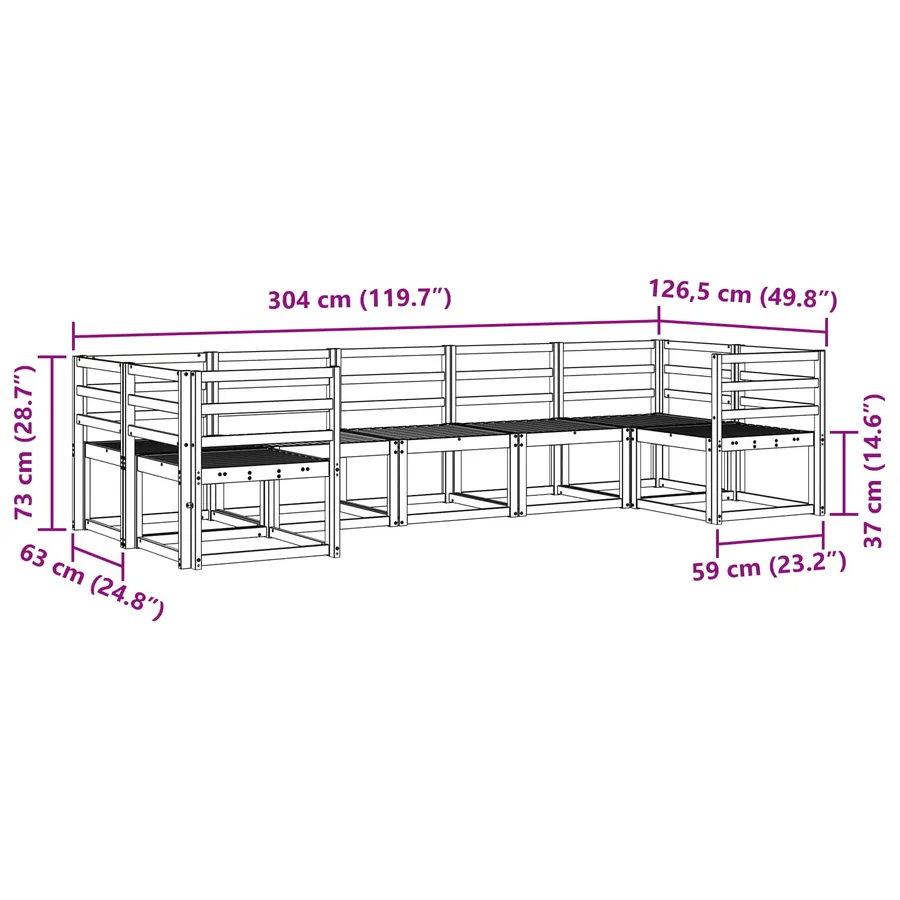 Ensemble de canapés d'extérieur 7 pc Blanc Bois d'Acacia Massif - 6