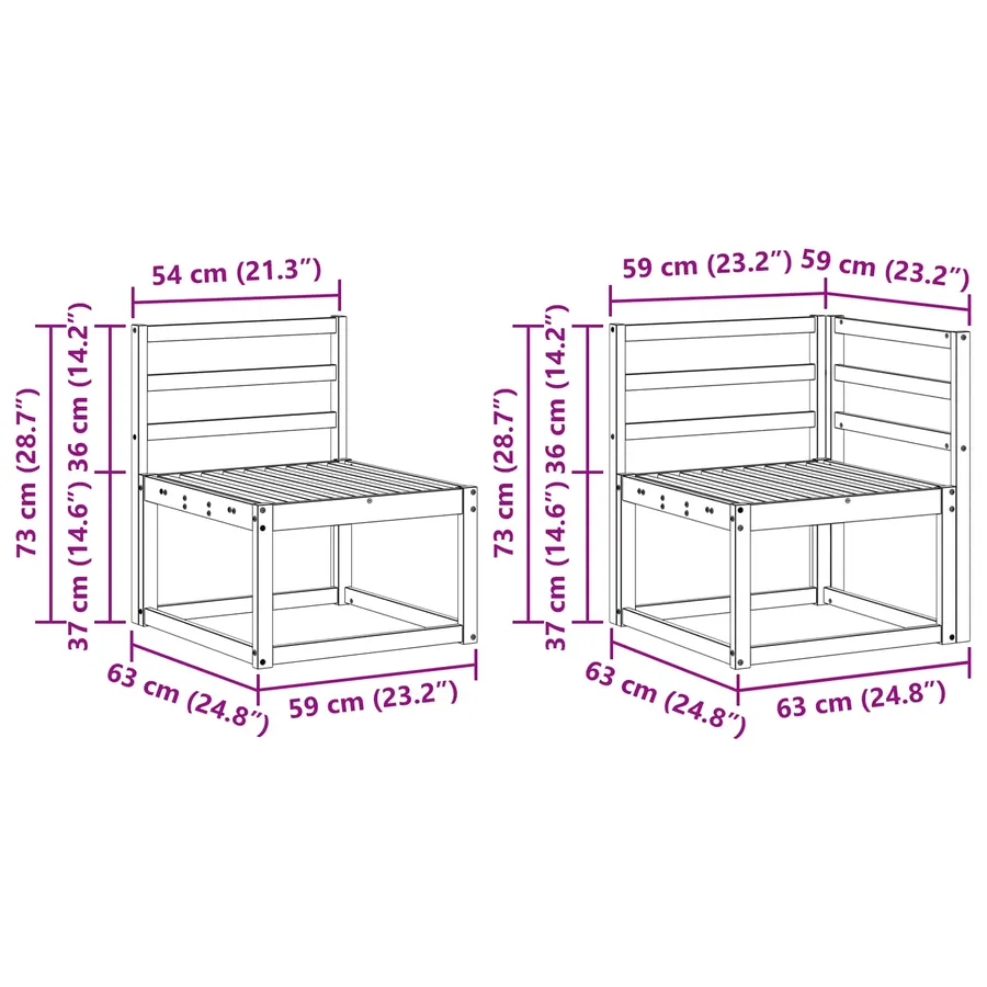 Ensemble de canapés d'extérieur 7 pc Blanc Bois d'Acacia Massif - 7