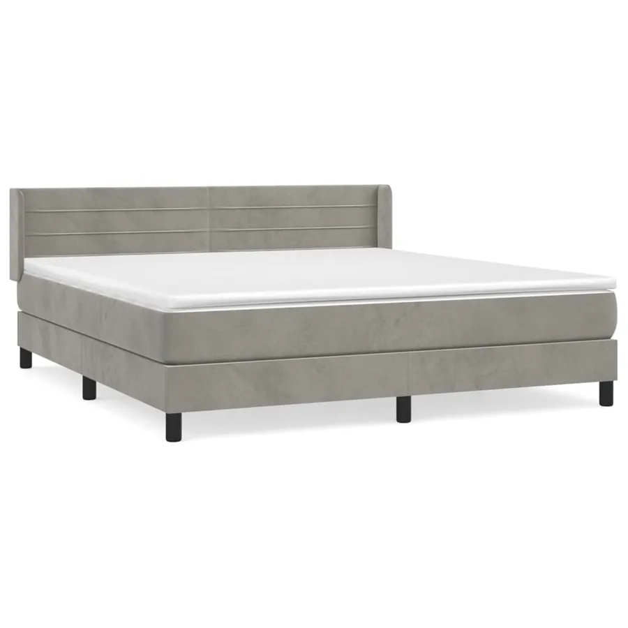 Sommier à lattes de lit et matelas Gris clair 160x200cm Velours - 2