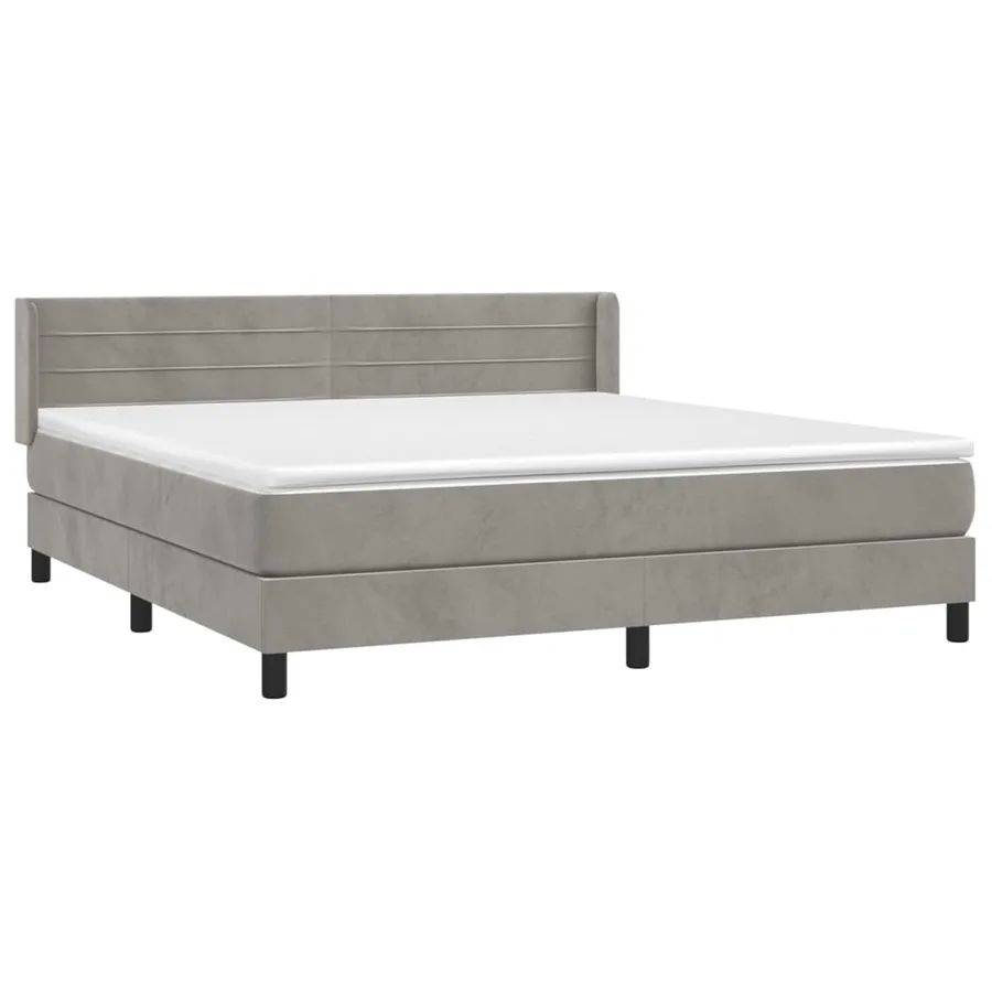 Sommier à lattes de lit et matelas Gris clair 160x200cm Velours - 3