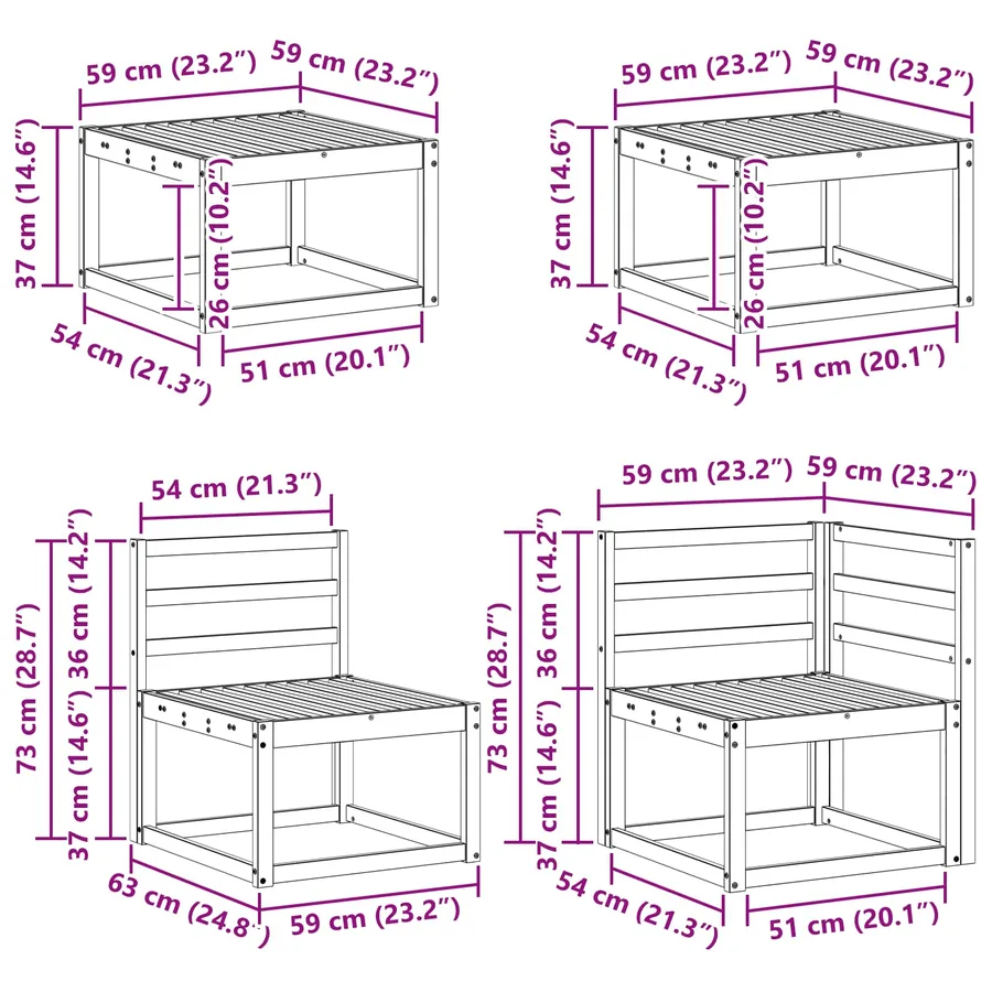 Ensemble de canapés d'extérieur 7 pcs Blanc - 10