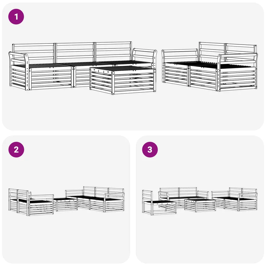 Ensemble de canapés d'extérieur 6 pc Blanc - 7