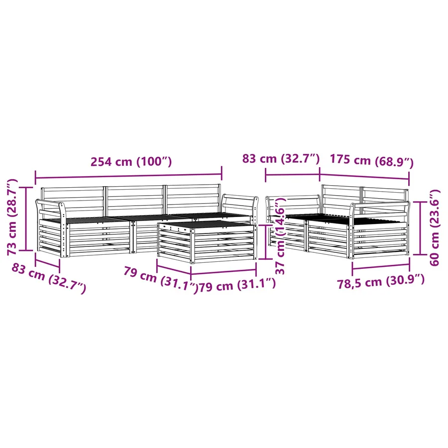 Ensemble de canapés d'extérieur 6 pc Blanc - 8