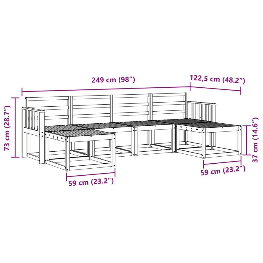 Ensemble de canapés d'extérieur 6 pcs Blanc - 7