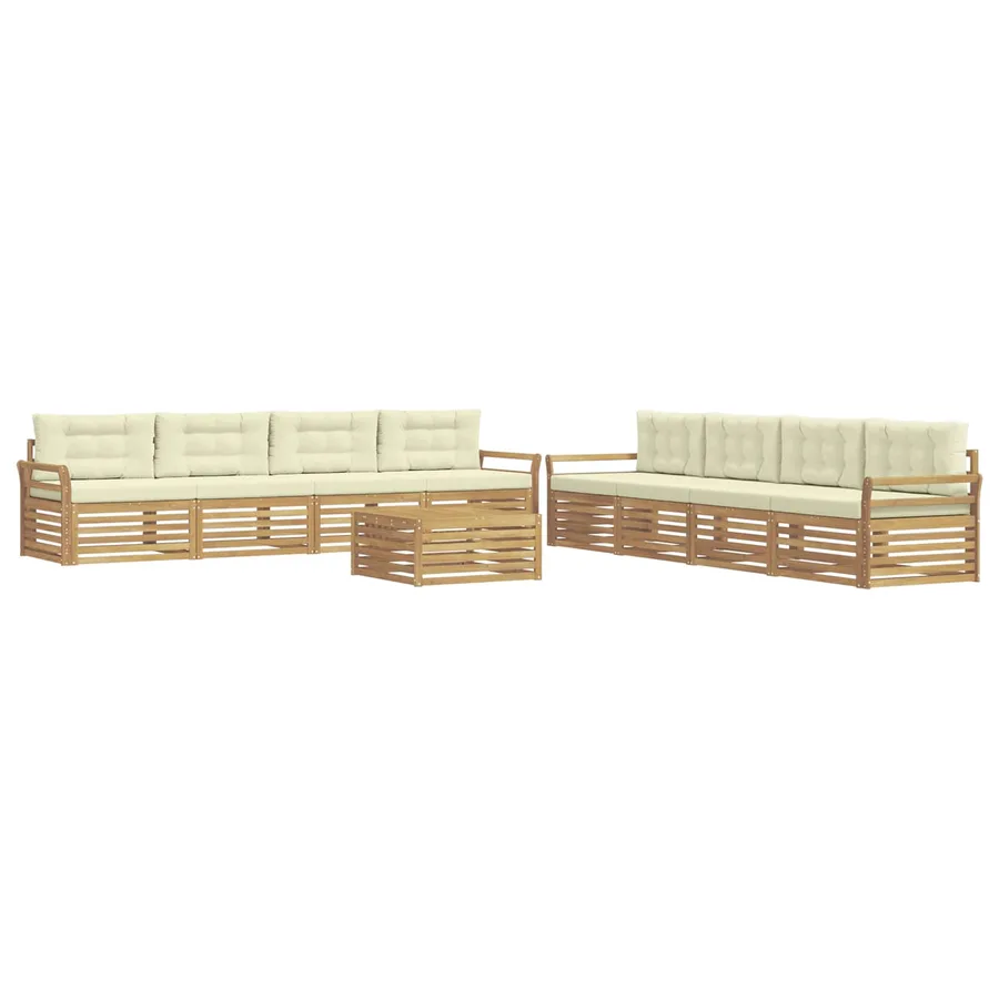 Ensemble de canapés d'extérieur 9 pc Blanc et crème Polyester - 2