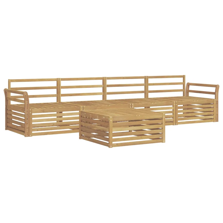 Ensemble de canapés d'extérieur 5 pc Blanc Bois d'Acacia Massif - 2