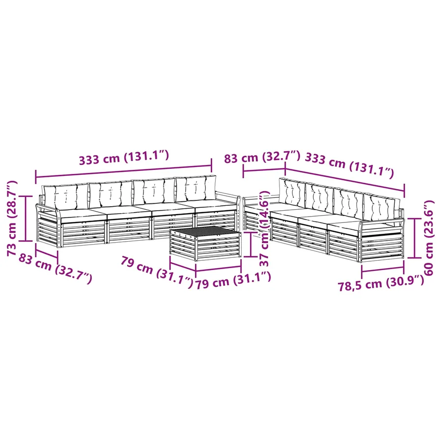 Ensemble de canapés d'extérieur 9 pc Blanc et anthracite - 7