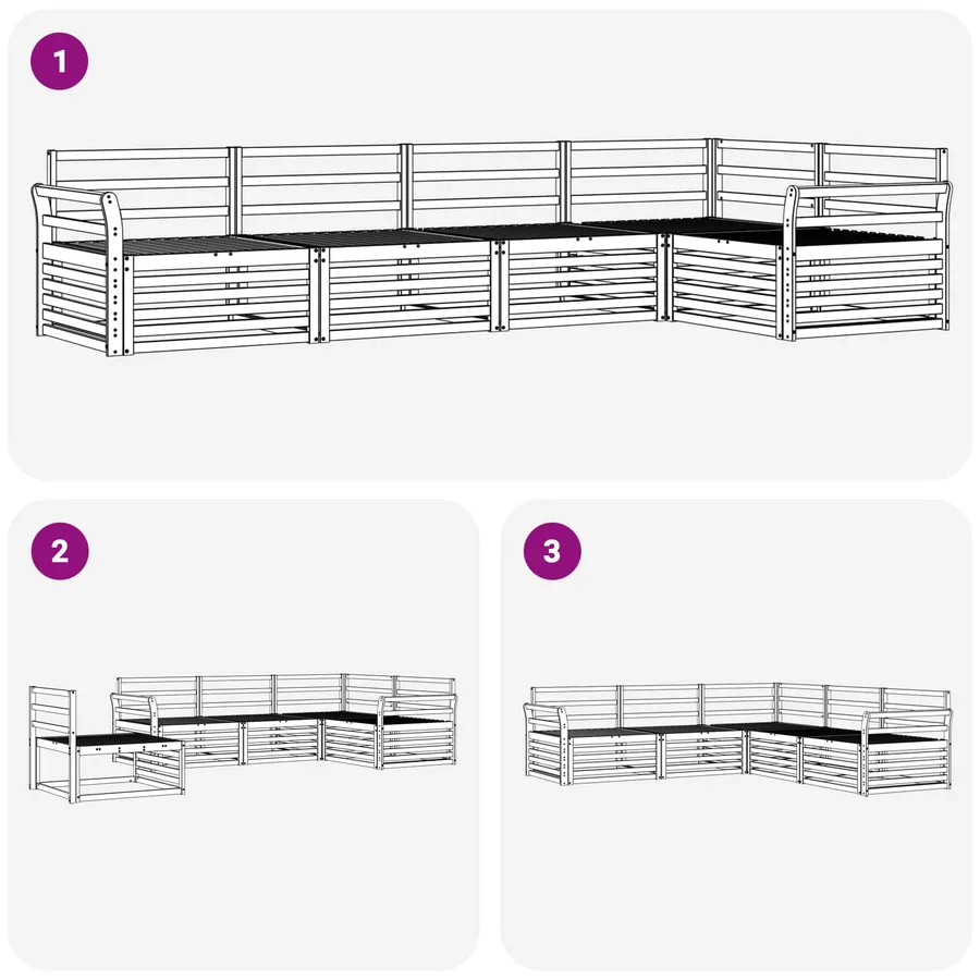 Ensemble de canapés d'extérieur 5 pc Blanc Bois d'Acacia Massif - 6