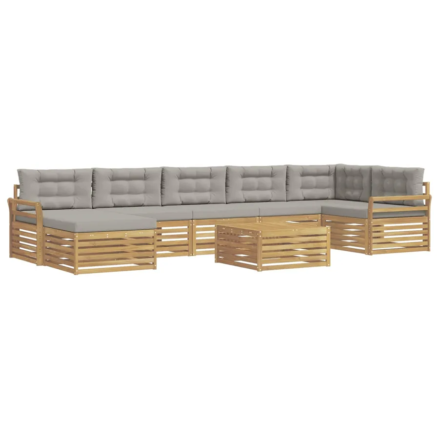 Ensemble de canapés d'extérieur 8 pc Blanc et gris clair - 2