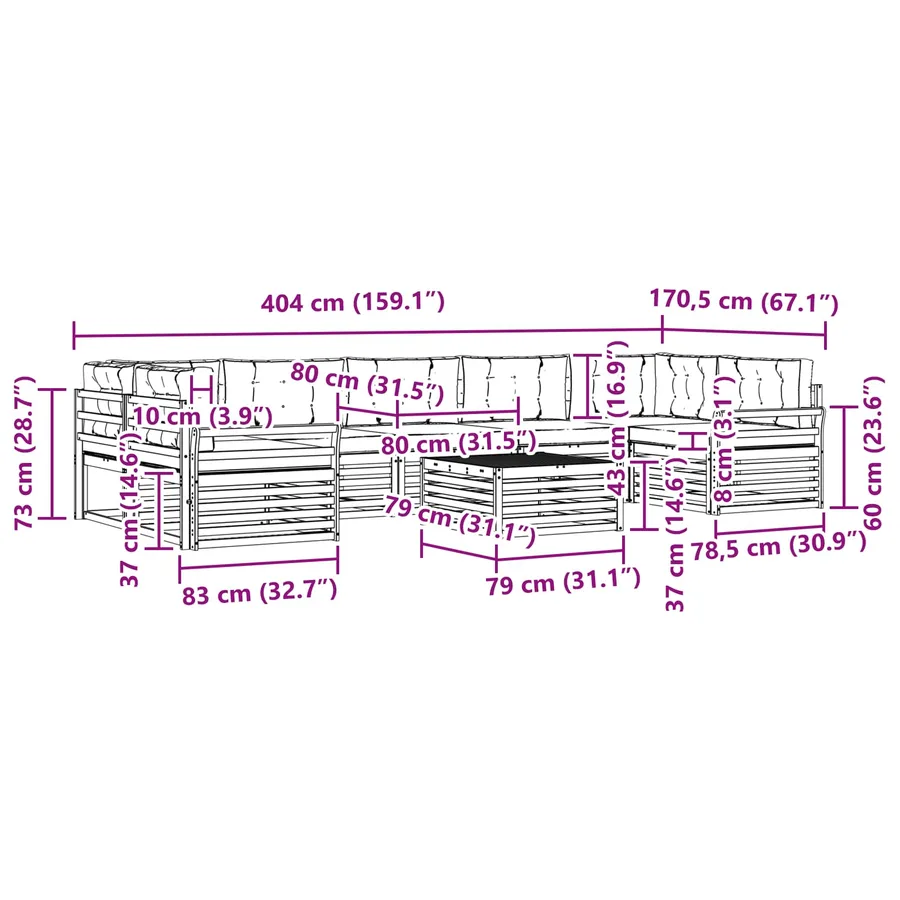 Ensemble de canapés d'extérieur 8 pc Blanc et anthracite - 7