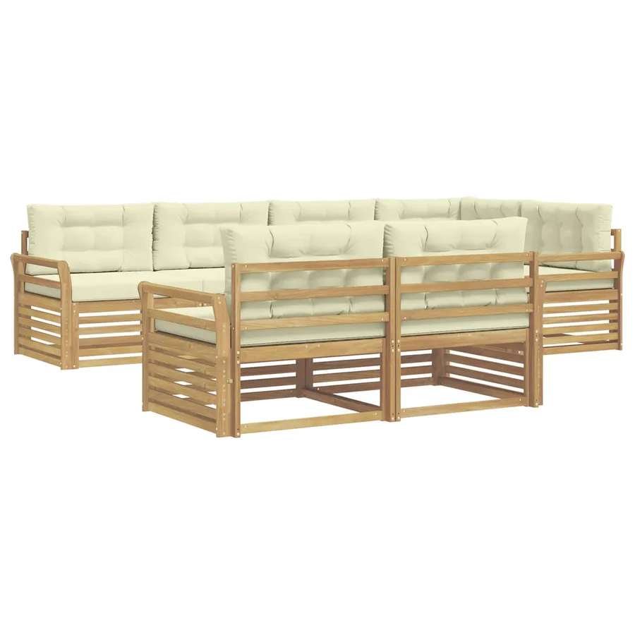 Ensemble de canapés d'extérieur 7 pc Blanc et crème Polyester - 2