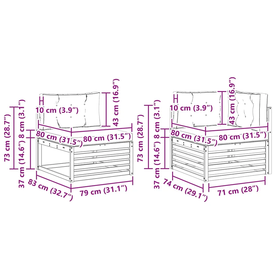 Ensemble de canapés d'extérieur 7 pc Blanc et crème Polyester - 8