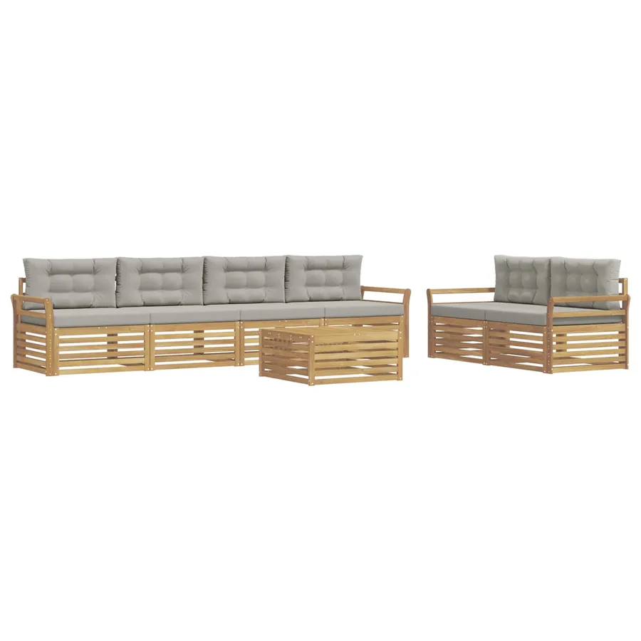 Ensemble de canapés d'extérieur 7 pc Blanc et gris clair - 2