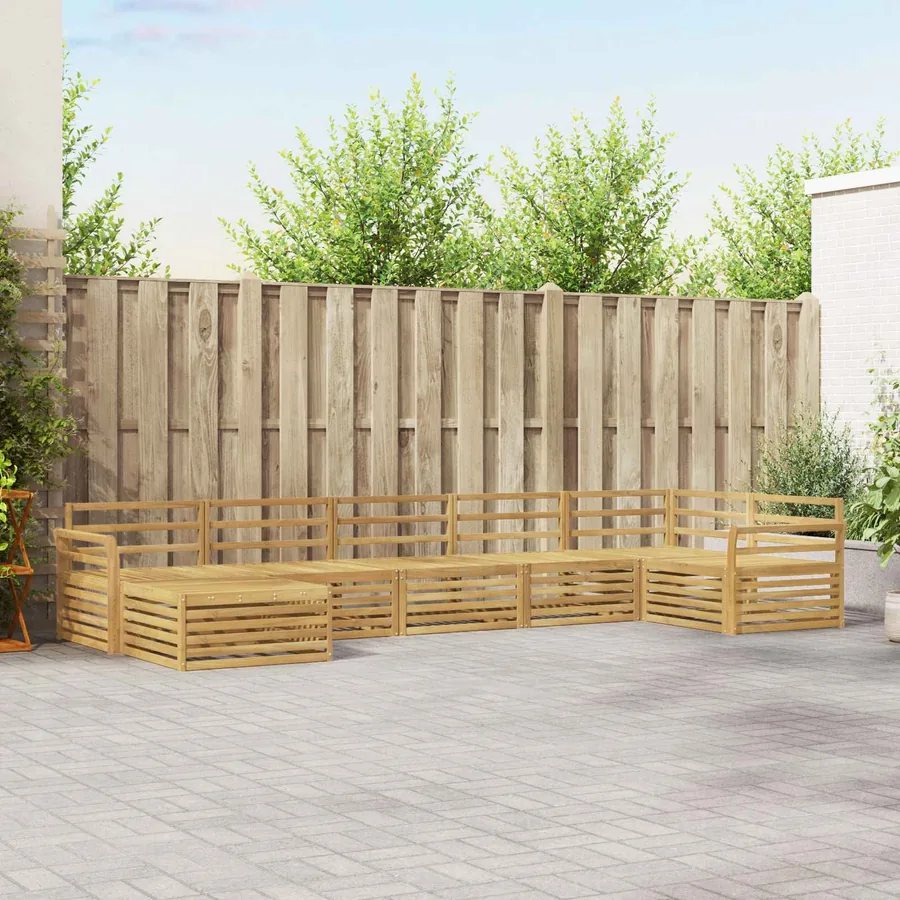 Ensemble de canapés d'extérieur 7 pc Blanc Bois d'Acacia Massif