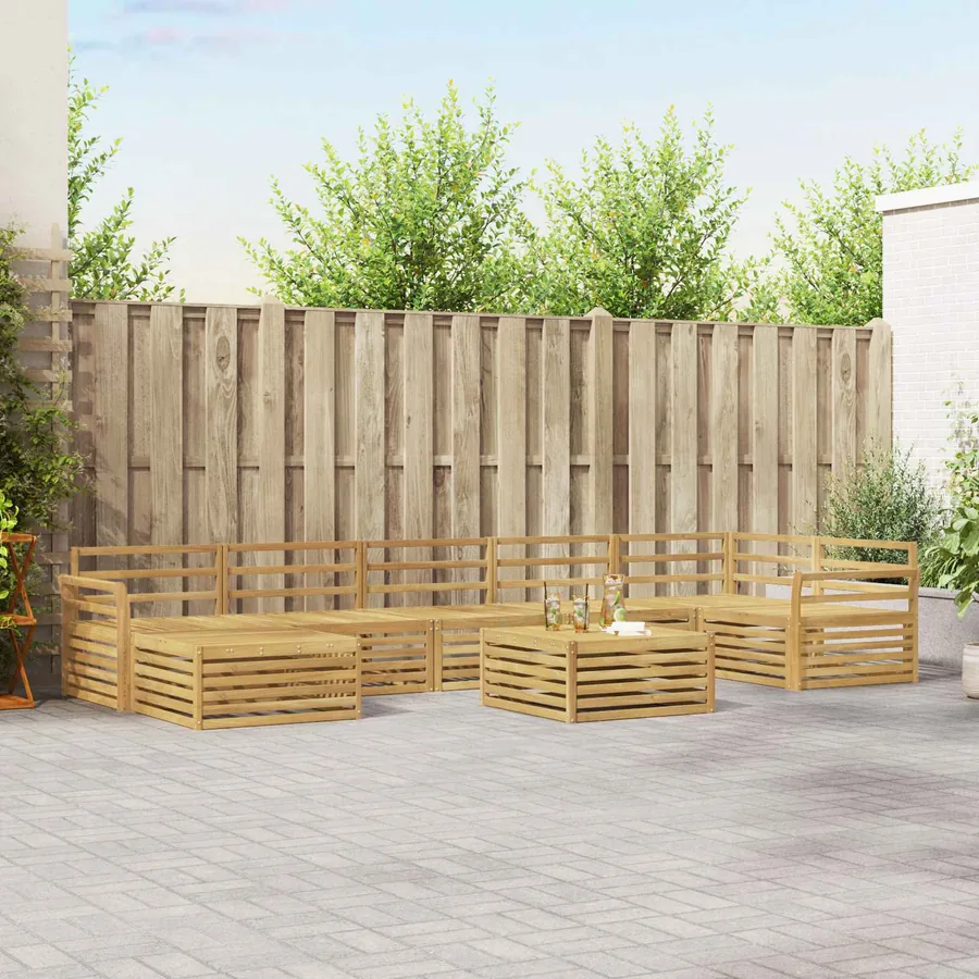 Ensemble de canapés d'extérieur 8 pc Blanc Bois d'Acacia Massif