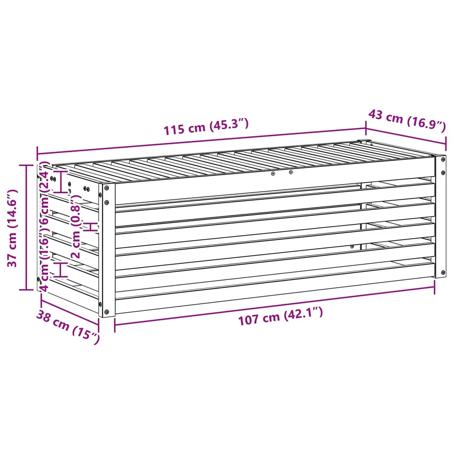 Banc de Jardin Blanc 115 x 43 x 37 cm Bois d'Acacia Massif - 6